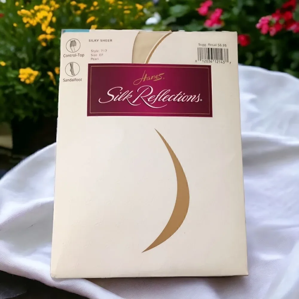 Hanes Silk Reflections Pantyhose Stockings Control Top Sz EF Pearl NEW Vintage.‎
